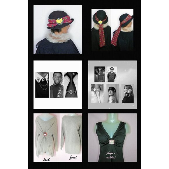 Rhinestone Brooch Big Gray Black Statement Pin 70s Vintage ON SALE - Picture 16 of 16